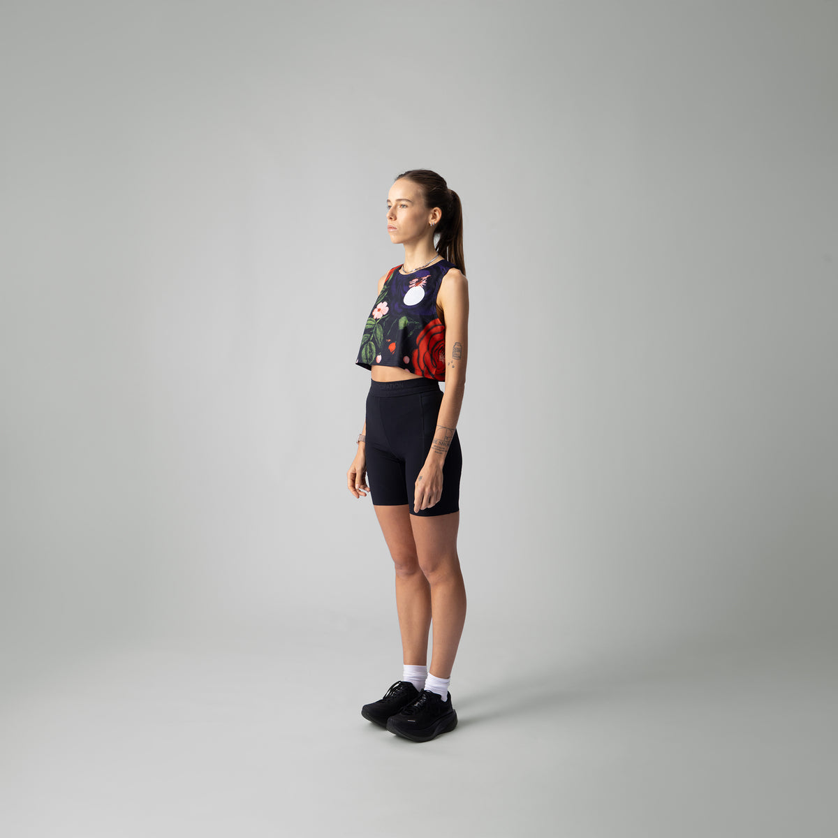 Embroidery Floral Crop Singlet