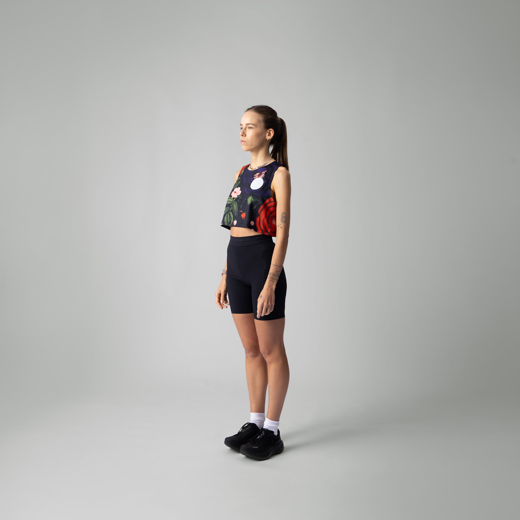 Embroidery Floral Crop Singlet