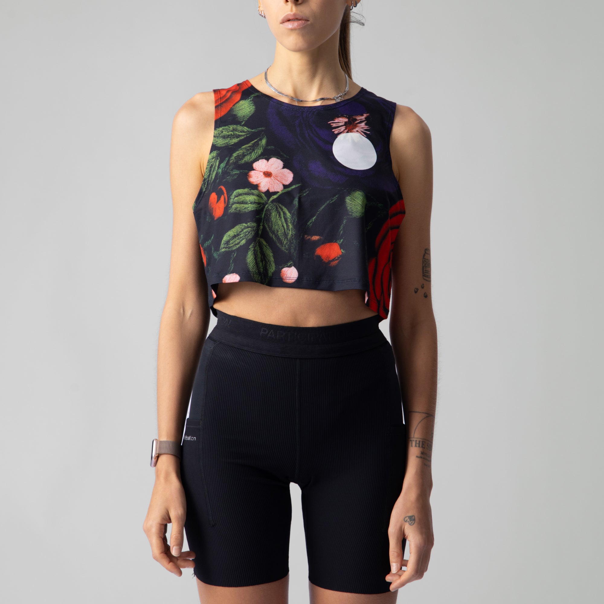 Embroidery Floral Crop Singlet