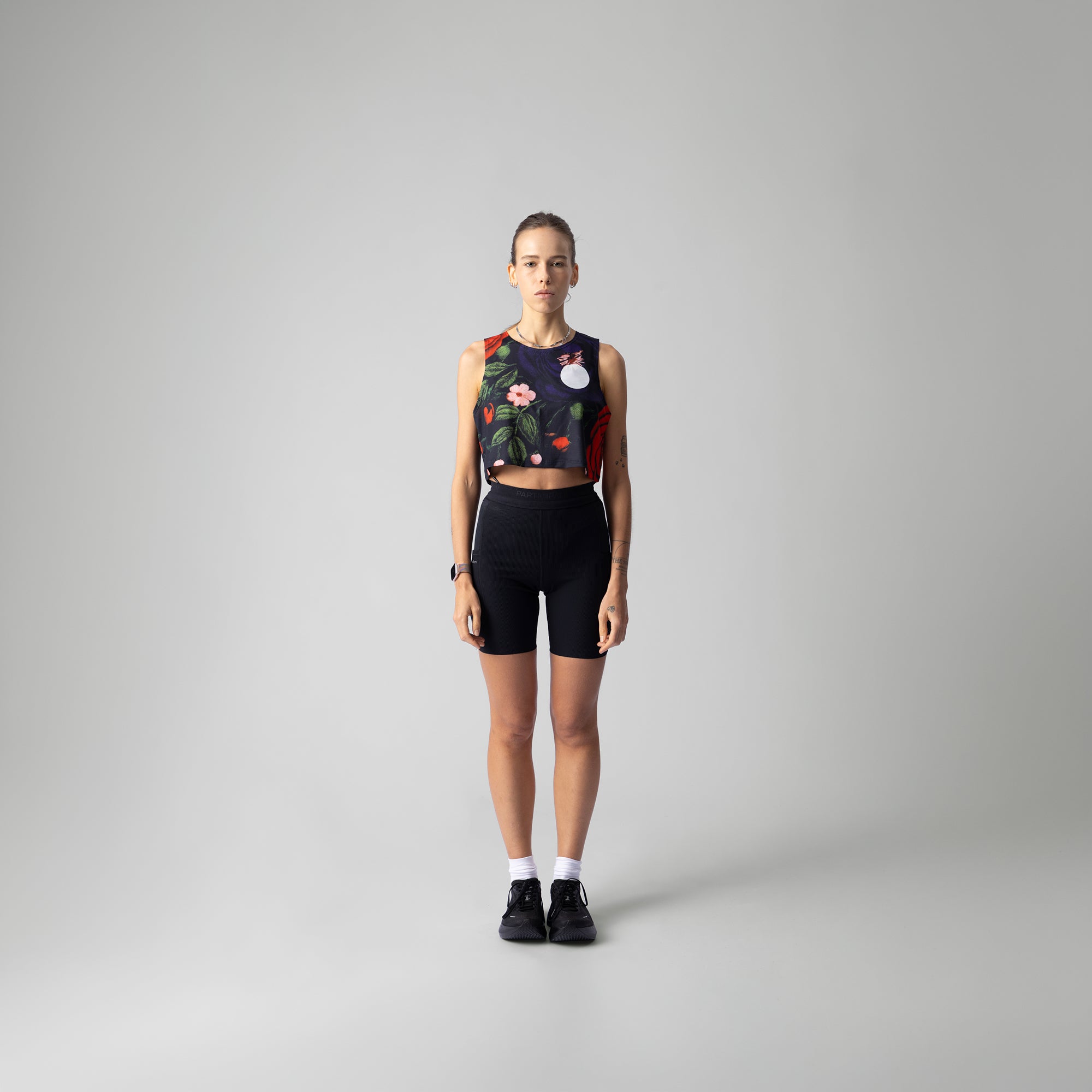 Embroidery Floral Crop Singlet