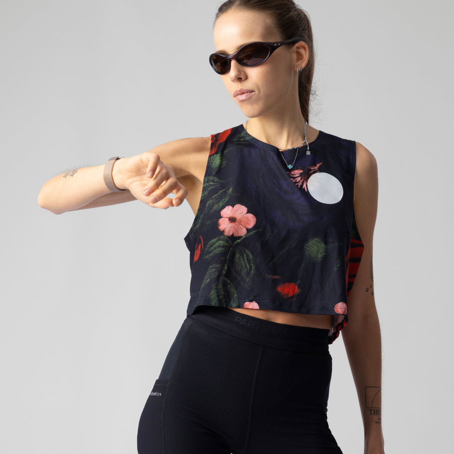 Embroidery Floral Crop Singlet